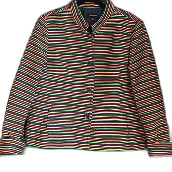 Talbots Blazer Women’s Size 14 Multi-Colored Striped Cotton Long Sleeve - Picture 6 of 12